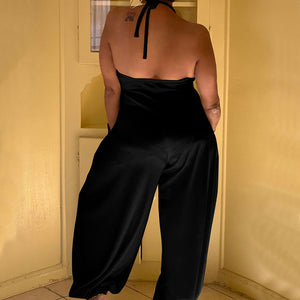 Dual Pocket Tie Back Halter Jumpsuit