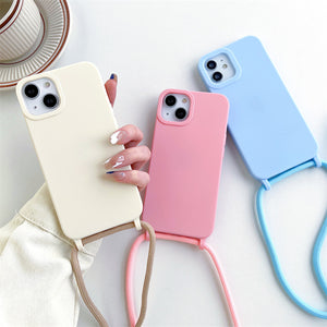 Solid Silicone Lanyard Case for iPhone