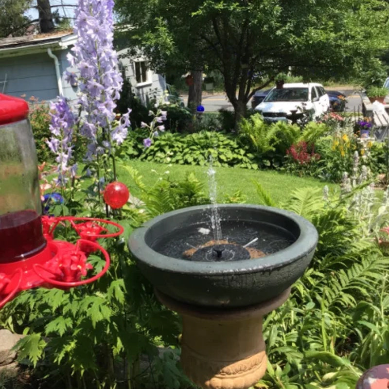 Solar Powered Bird Fountain With Lights