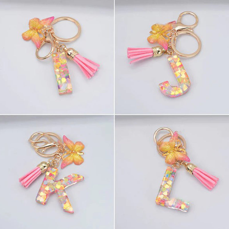 Heart Sequins English Alphabet Keychain
