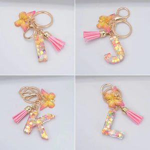 Heart Sequins English Alphabet Keychain