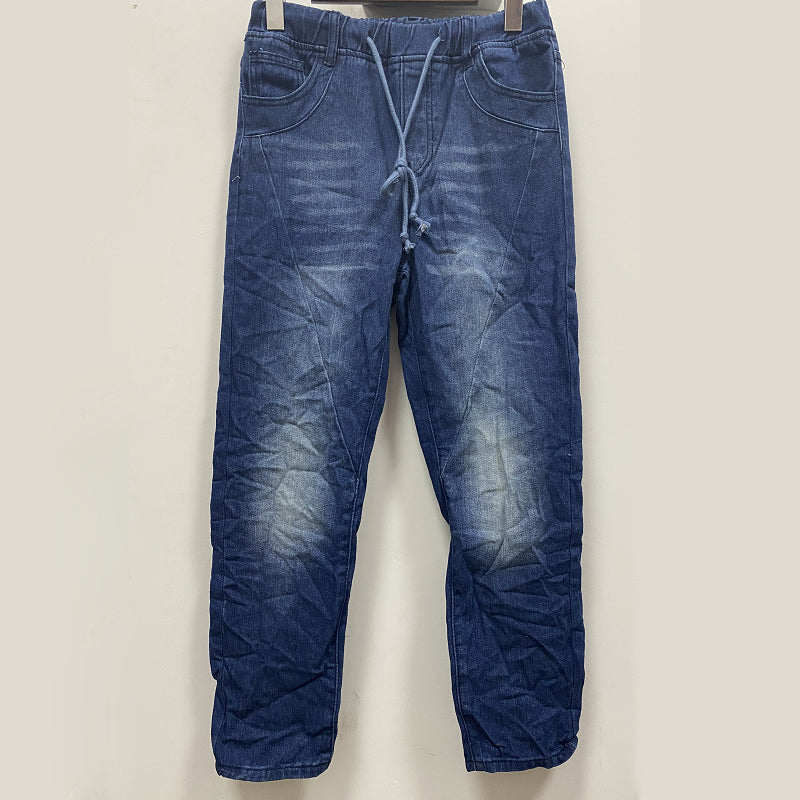 Ripped Drawstring Elasticated Waist Washed Jeans