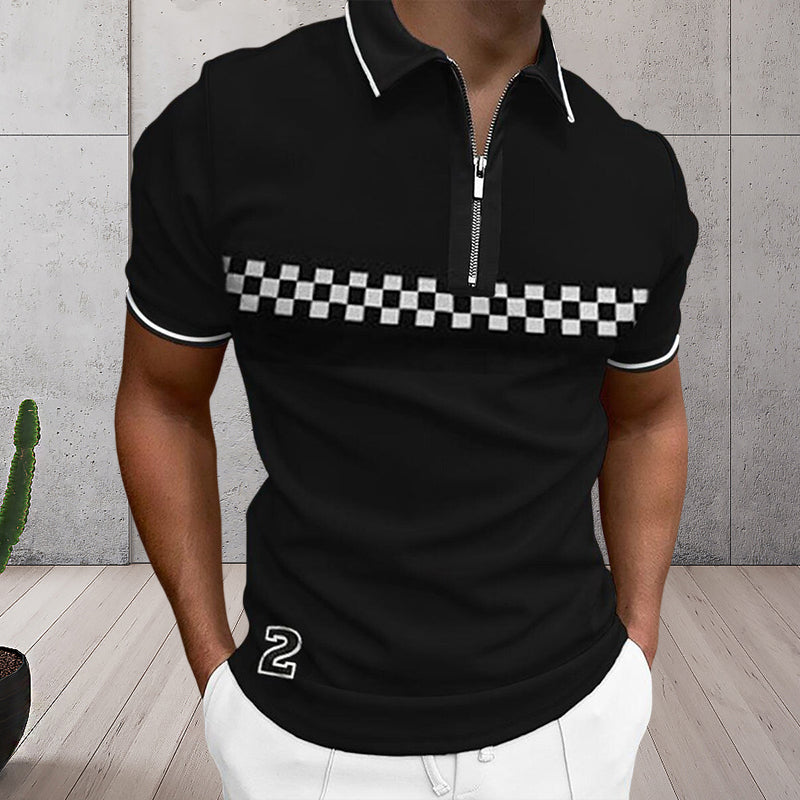 Men's Colorblock Zip Polo Shirt