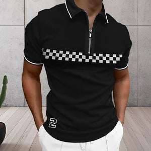 Men's Colorblock Zip Polo Shirt