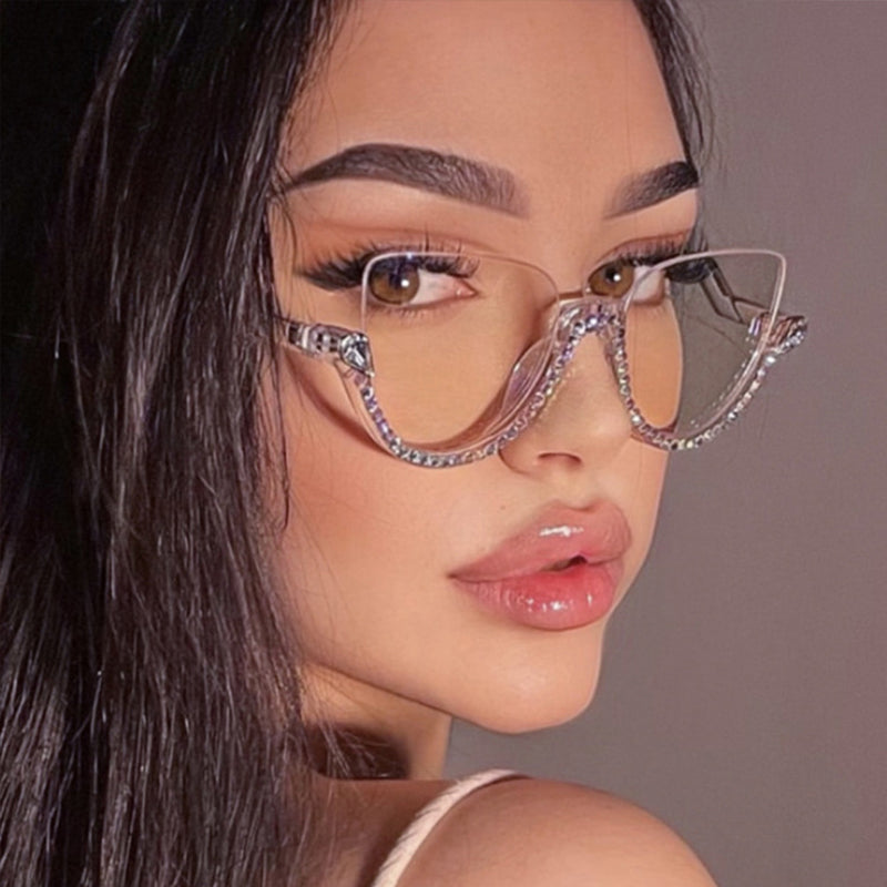 Cat-eye White-Diamond Eyeglasses for Women