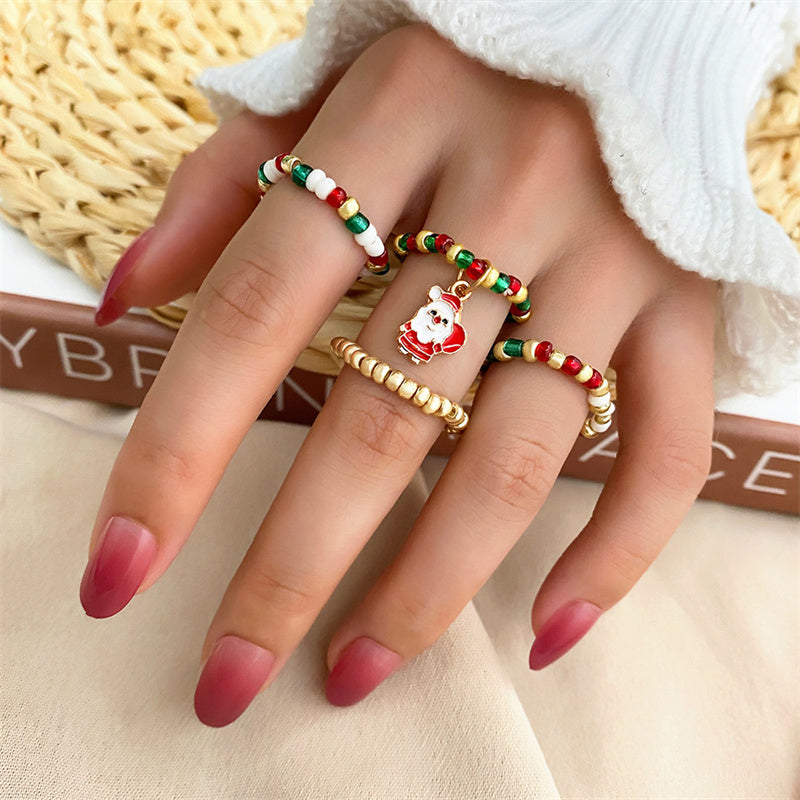 4 PCs Christmas Band Ring