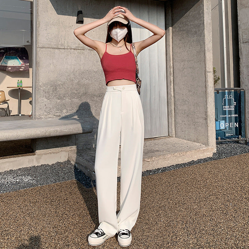 Solid Color Casual Wide Leg Pants