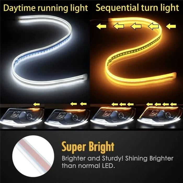 Flexible DRL LED Night & Daytime Running Light Strip (No Disassembling Needed)