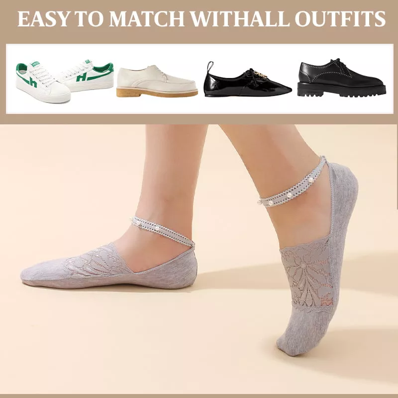 Elegant Pearl Lace Socks