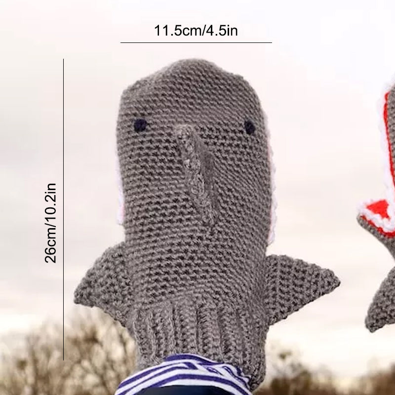 Hand Crocheted Shark Gloves