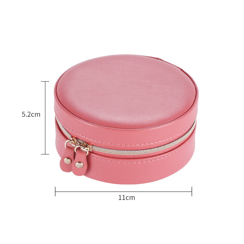 Three layers round portable jewelry box