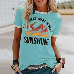 Coconut Tree Print Crew Neck T-Shirt