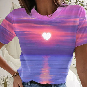 Women's Heart 3D Printed T-shirt