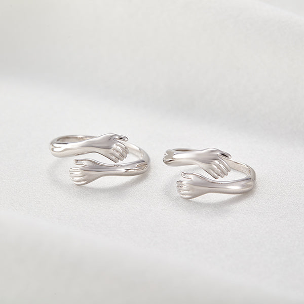 Silver Hug Couple Ring
