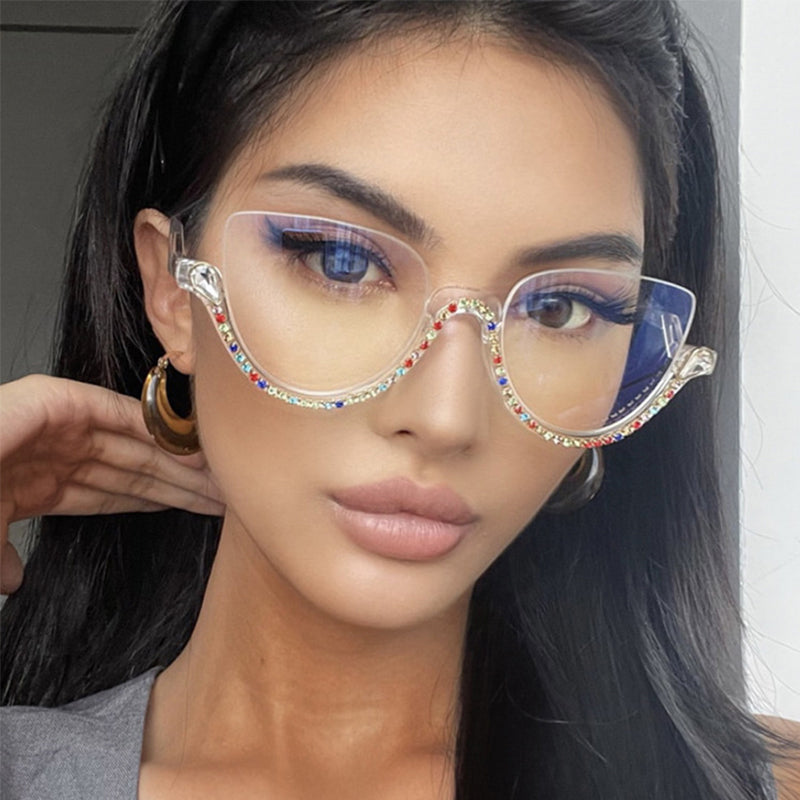 Cat-eye White-Diamond Eyeglasses for Women