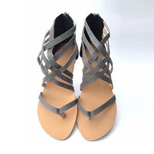 Summer Cross-Tied Zipper Flat Sandals