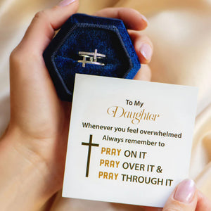 To My Daughter "Pray Through It" Twin Band Cross Ring