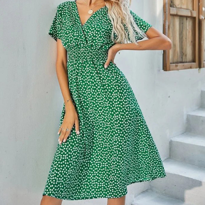 Elegant Solid Polka Dot Print Dress