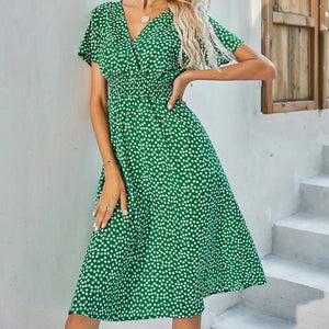 Elegant Solid Polka Dot Print Dress