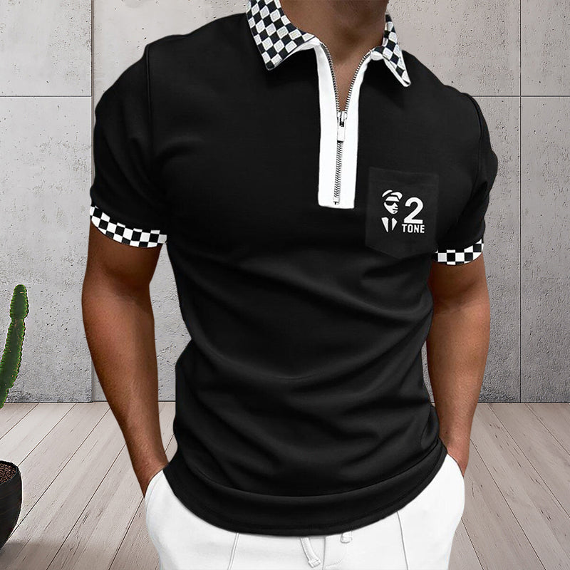 Men's Colorblock Zip Polo Shirt