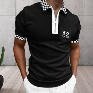 Men's Colorblock Zip Polo Shirt