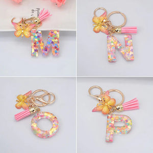 Heart Sequins English Alphabet Keychain