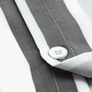Men's Cotton Linen Striped Button Down Long Sleeve