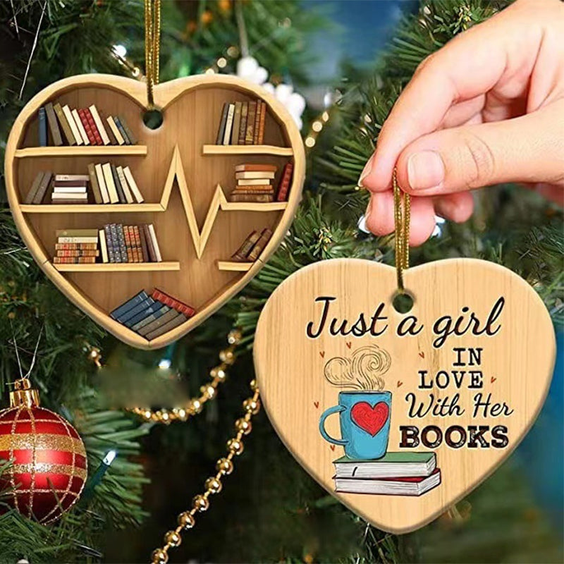 Book Lovers Heart Ornament