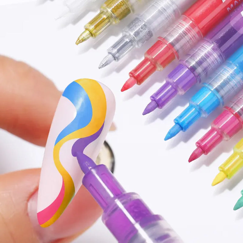 12 Colors Ultra Thin Curve Manicure Marker