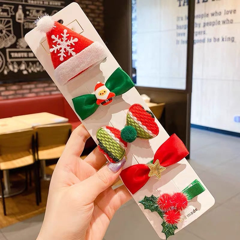 5 Pieces Christmas Hair Clips Set