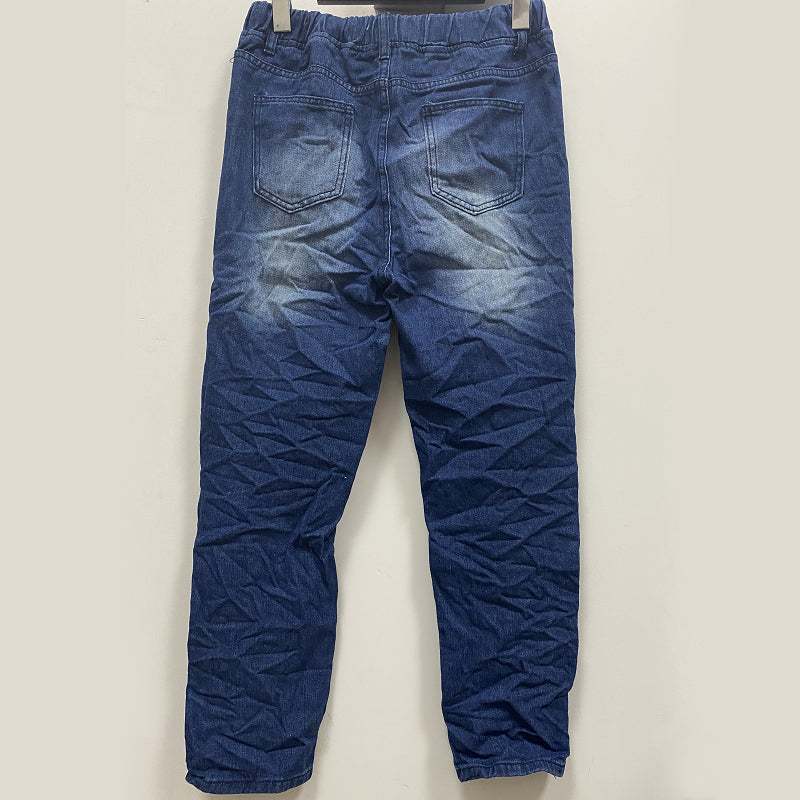 Ripped Drawstring Elasticated Waist Washed Jeans