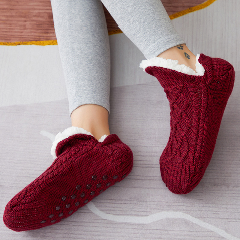 New Woven And Velvet Indoor Socks Slippers