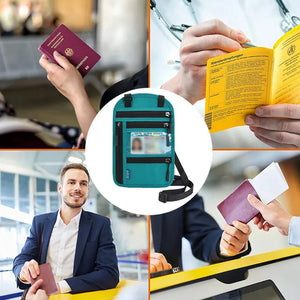 Travel Neck Pouch Neck Wallet with RFID Blocking Passport Holder