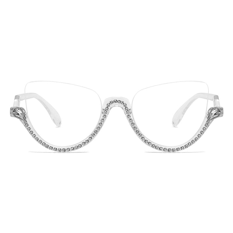 Cat-eye White-Diamond Eyeglasses for Women