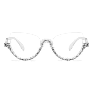 Cat-eye White-Diamond Eyeglasses for Women