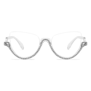 Cat-eye White-Diamond Eyeglasses for Women