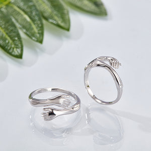 Silver Hug Couple Ring