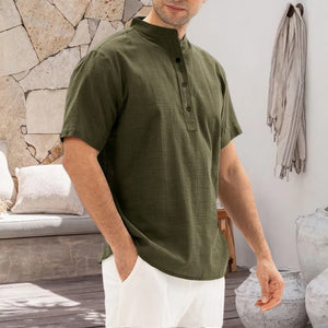 Solid Color Stand Collar Pullover Shirt