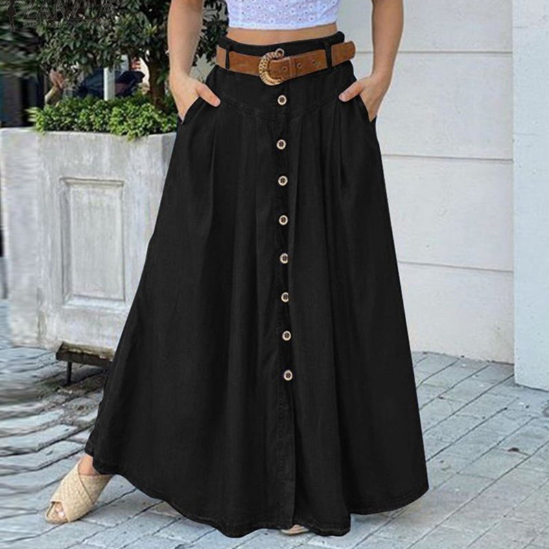 High Waist Pocket Casual Dress