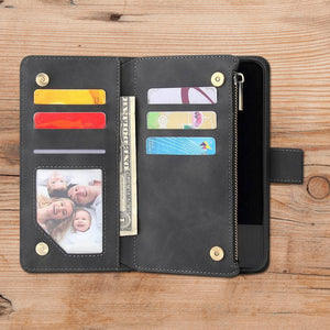 Multi-card Zipper Pocket Leather Case for iPhone