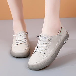Women's Soft Leather Casual Shoes With Elastic Laces