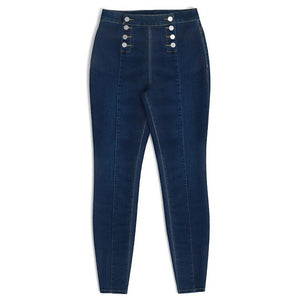 Double-breasted Skinny Jeans with High Waist