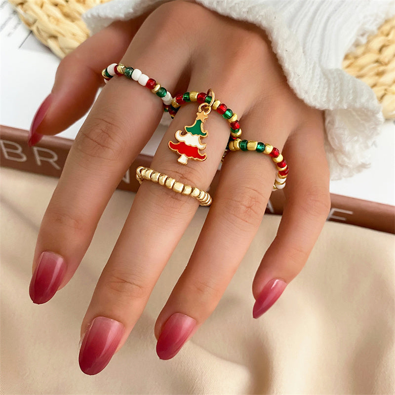 4 PCs Christmas Band Ring