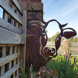 Outdoor Garden Farm Peeping Goat Metal Artwork Indoor Decoration