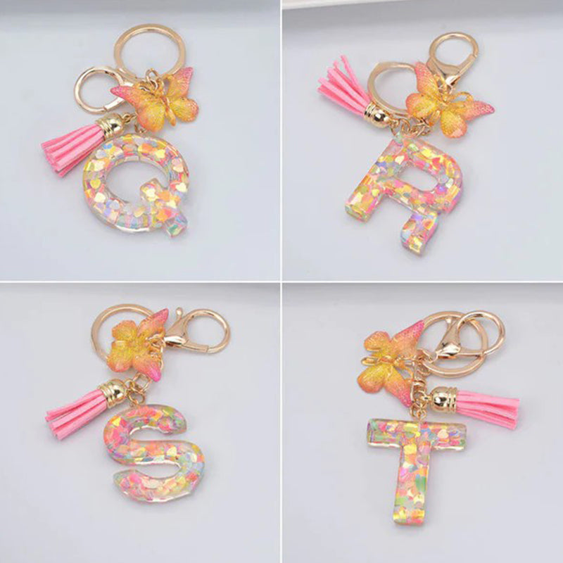 Heart Sequins English Alphabet Keychain