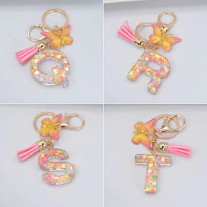 Heart Sequins English Alphabet Keychain