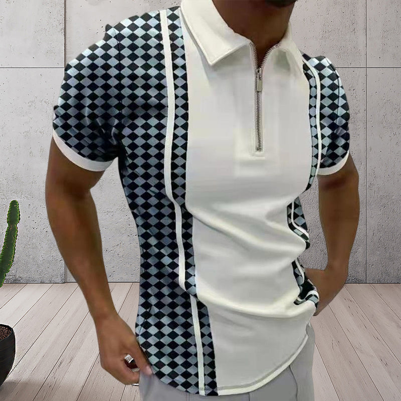 Men's Colorblock Zip Polo Shirt