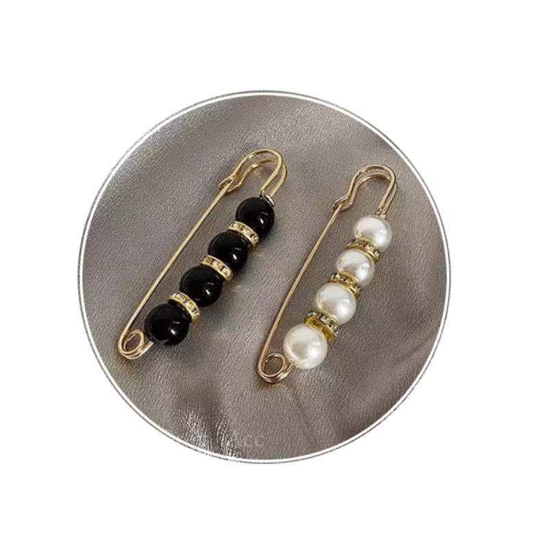 Fancy Rhinestones Pearls Safety Pin Brooch