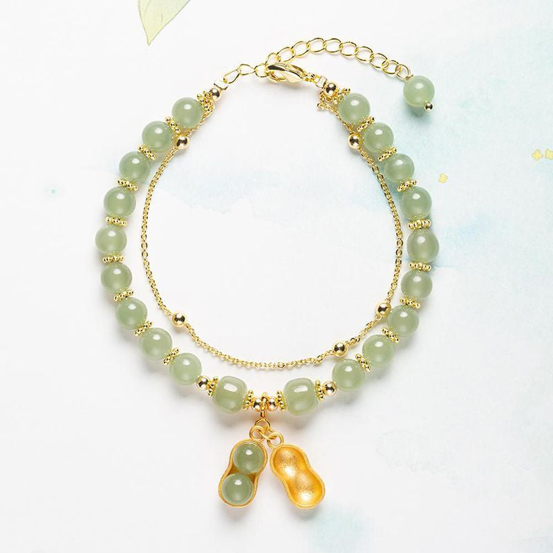Double Chain Natural Jade Bracelet