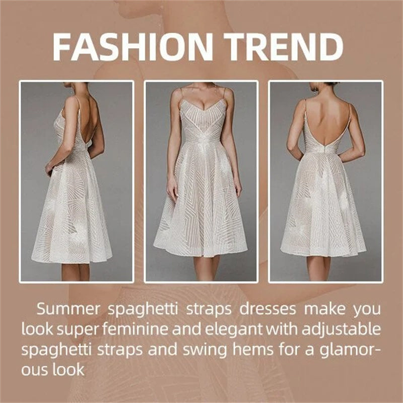 Stylish V-neck Strap A-line Dress